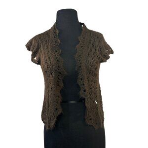 Brown Crochet Short Sleeve Size Small Cardigan Shrug By Old Navy